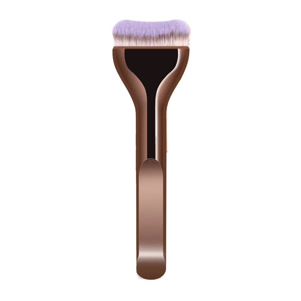 Professional Foundation Brush - Soft Nylon Bristles, Elegant Brown Handle, for BB Cream, Liquid Foundation, Powder - Travel
