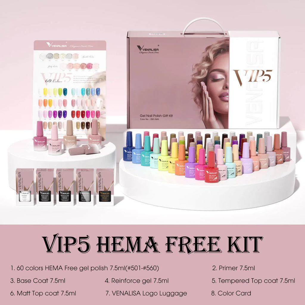 Venalisa HEMA TPO FREE Nail Gel Polish Glitter Gorgeous Full Coverage Soak Off UV LED French Nail Jelly Pink Nude Collection