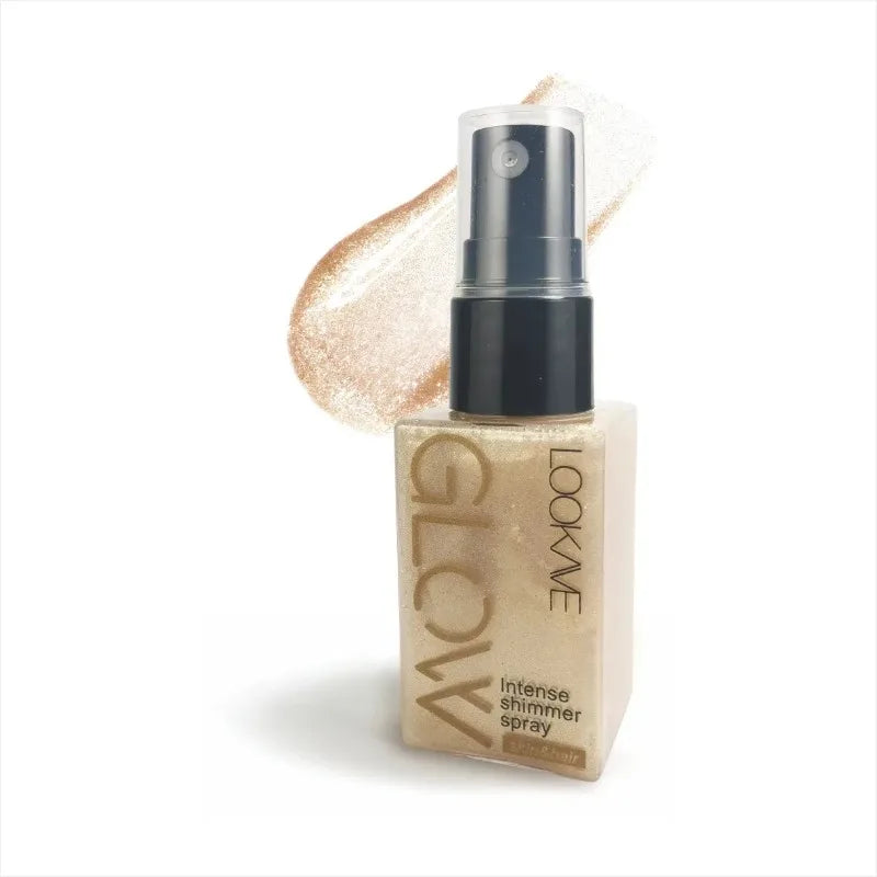 Pearlescent Glitter Spray Shimmer Oil Spray Lasting Shine Gold Bronze Contour Brighten for Face Body Sparkle Liquid Highlighter