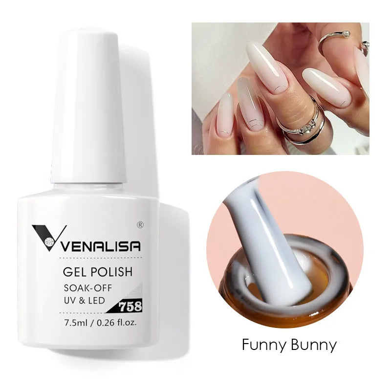 Venalisa HEMA TPO FREE Nail Gel Polish Glitter Gorgeous Full Coverage Soak Off UV LED French Nail Jelly Pink Nude Collection