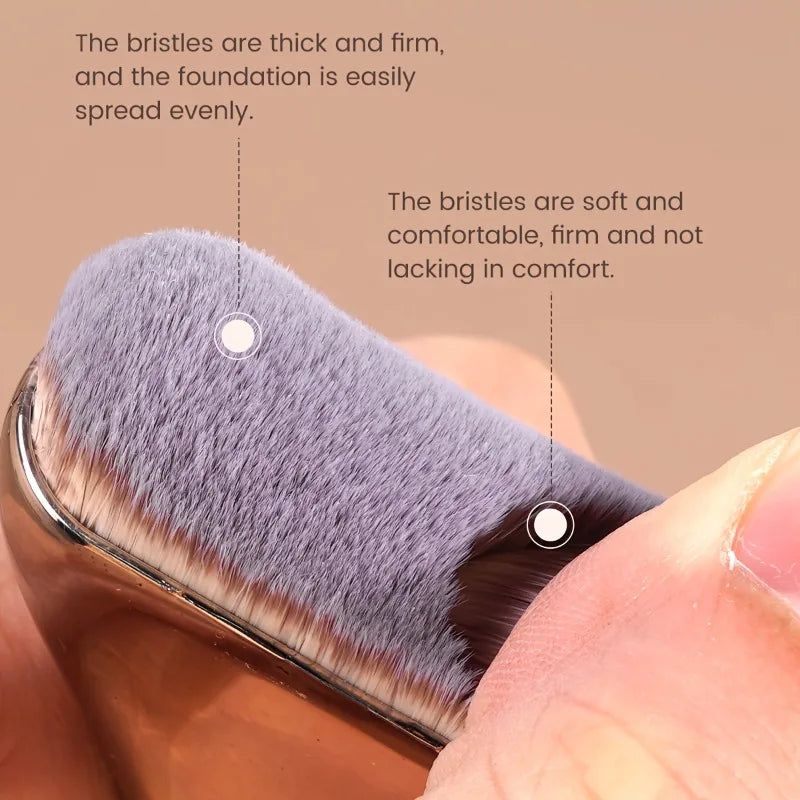 Professional Foundation Brush - Soft Nylon Bristles, Elegant Brown Handle, for BB Cream, Liquid Foundation, Powder - Travel
