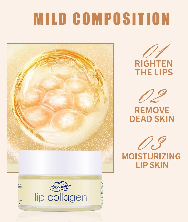 Hyaluronic Acid Collagen Sleep Lip Mask 20g Deep Hydration Lasting Moisturizing Exfoliation Day and Night Can Be Given