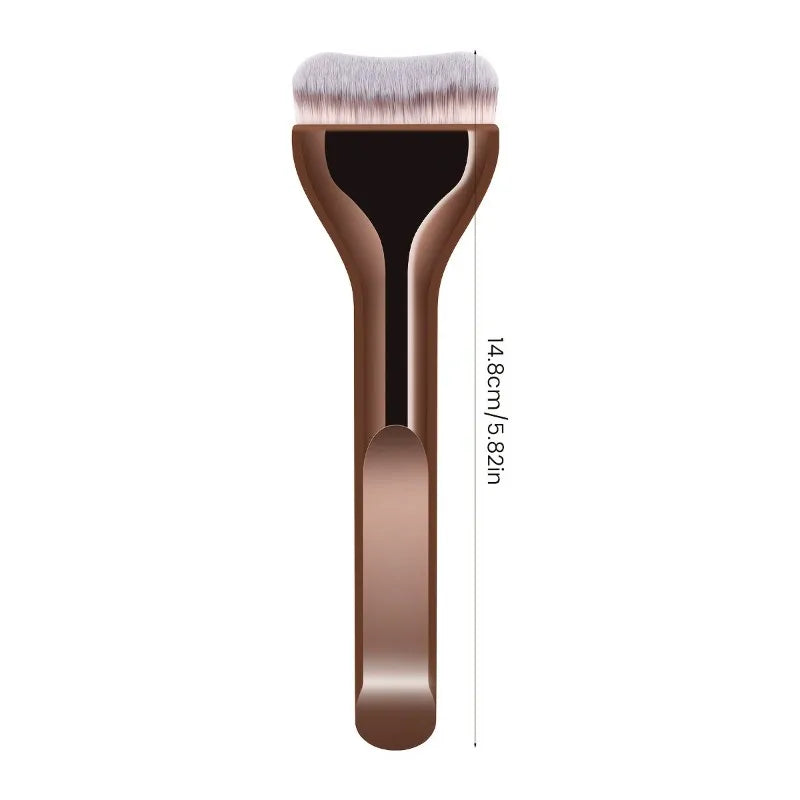 Professional Foundation Brush - Soft Nylon Bristles, Elegant Brown Handle, for BB Cream, Liquid Foundation, Powder - Travel