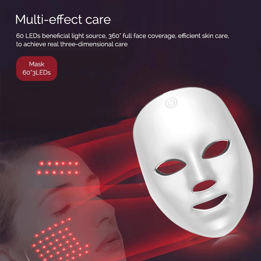 Rechargeable Facial LED Mask 7 Colors LED Photon Beauty Mask Skin Rejuvenation Home Face Lifting Whitening Skin Care Beauty Mask