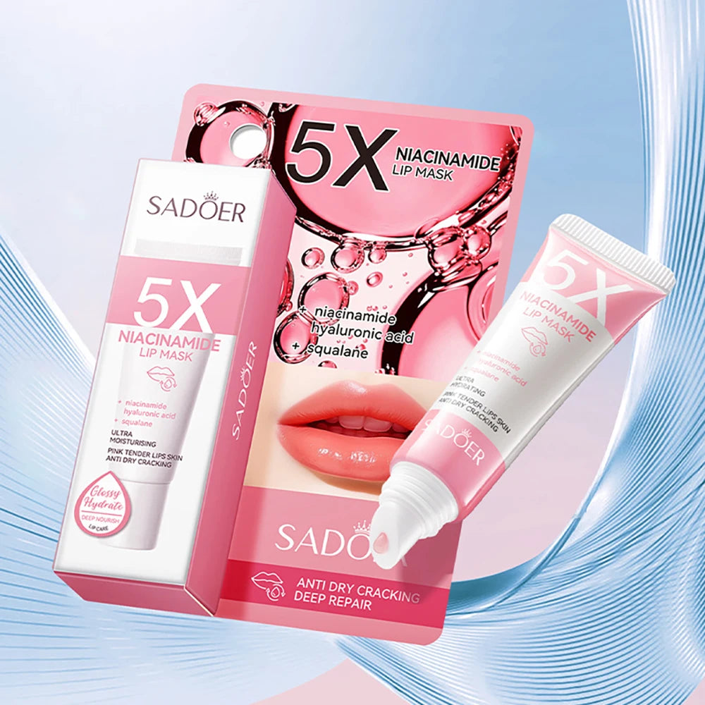 5X Niacinamide Plumping Lip Mask – Intense Hydration & Anti-Dryness for Soft, Pink Lips | Care Chapped Lips Overnig 10g/pc