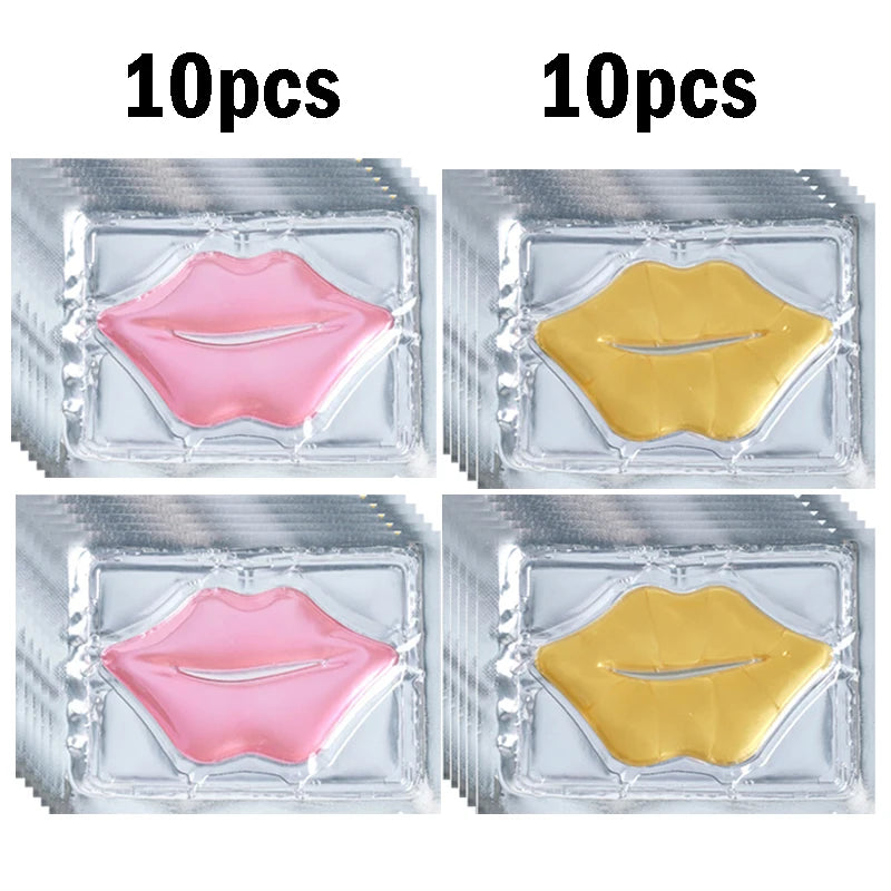 5/10/20/30pcs Pink Gold Crystal Collagen Lip Mask Plump Lips Moisturizing Nourishing Lip Patches Lips Plumper Skin Care Products