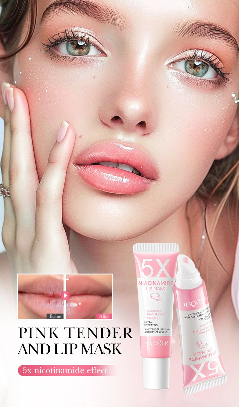 5X Niacinamide Plumping Lip Mask – Intense Hydration & Anti-Dryness for Soft, Pink Lips | Care Chapped Lips Overnig 10g/pc