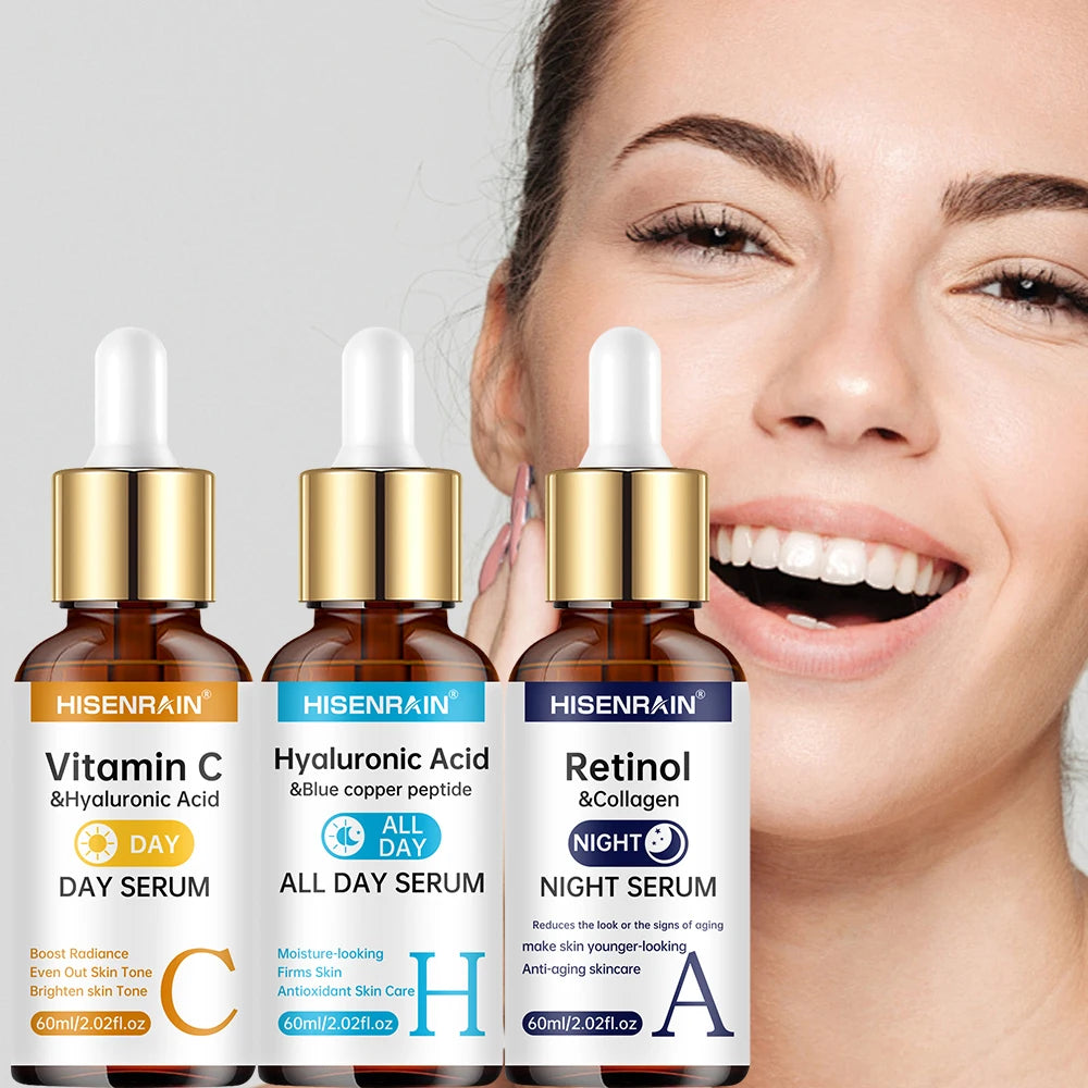 HISENRAIN Vitamin C + Retinol + Hyaluronic Acid Serum Duo | Anti-Aging Brightening & Hydration Combo | For All Skin Type.