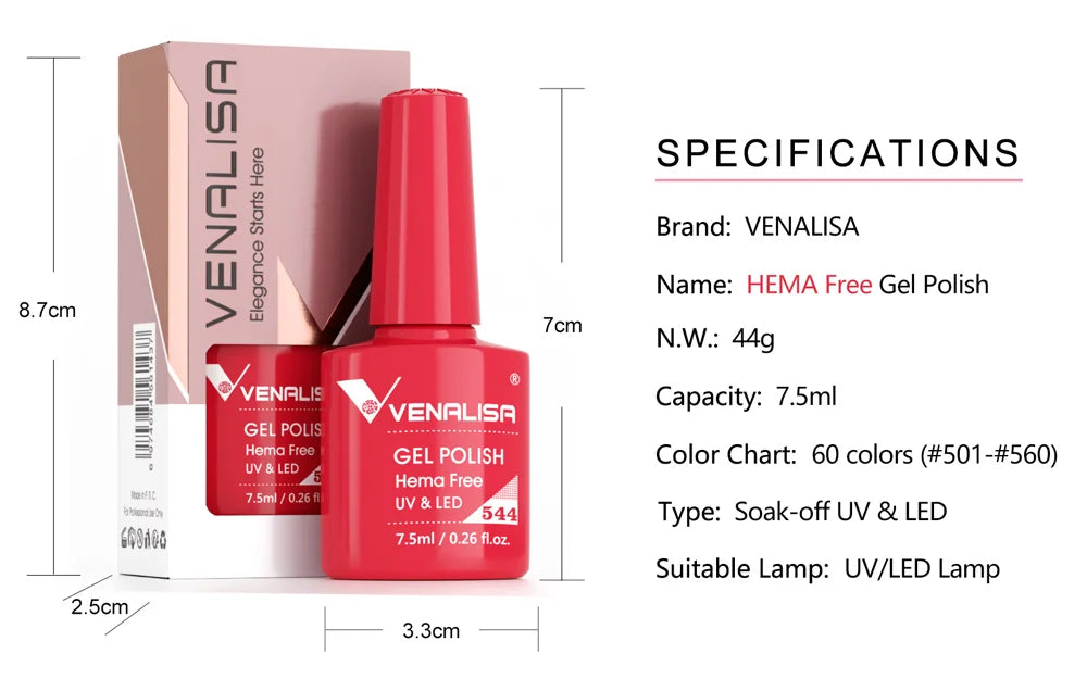 Venalisa HEMA TPO FREE Nail Gel Polish Glitter Gorgeous Full Coverage Soak Off UV LED French Nail Jelly Pink Nude Collection