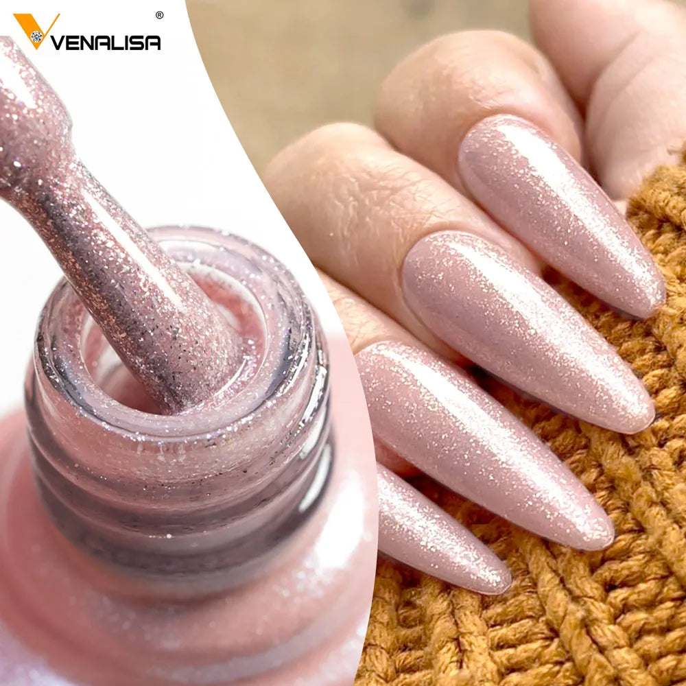 Venalisa HEMA TPO FREE Nail Gel Polish Glitter Gorgeous Full Coverage Soak Off UV LED French Nail Jelly Pink Nude Collection