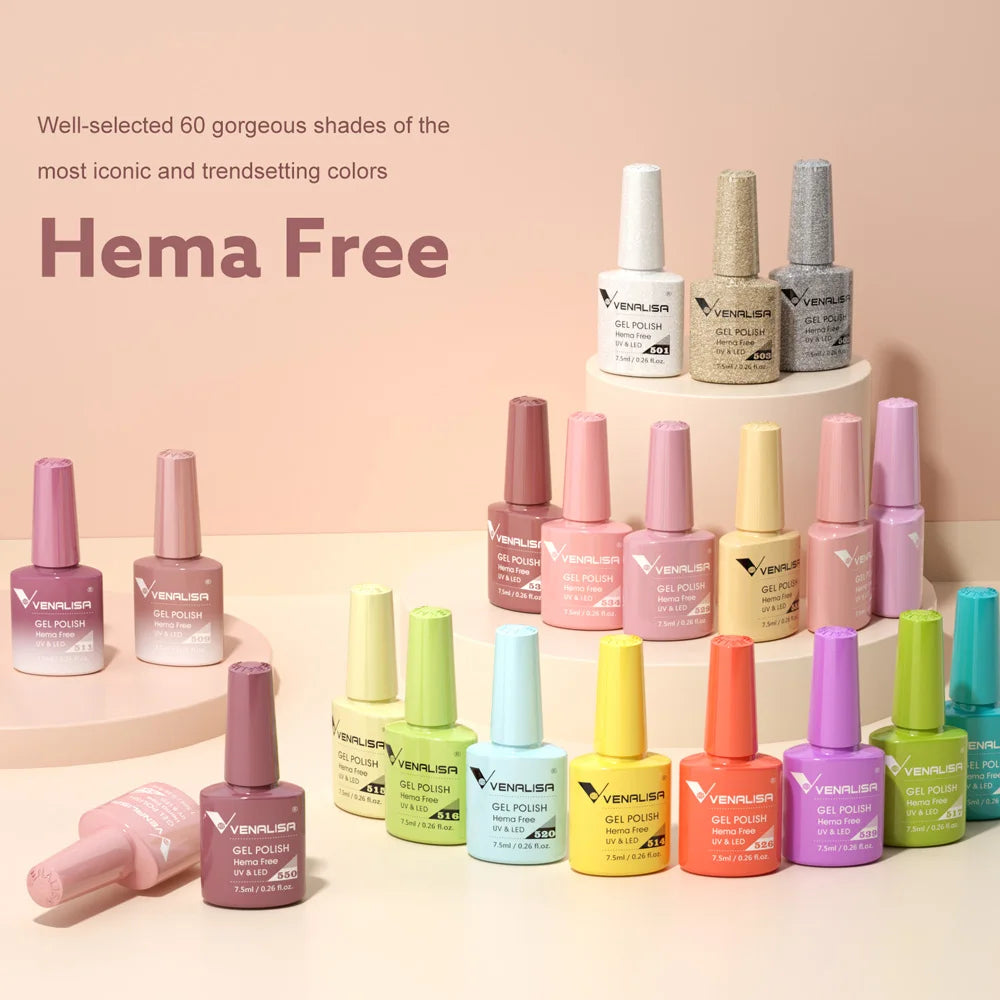 Venalisa HEMA TPO FREE Nail Gel Polish Glitter Gorgeous Full Coverage Soak Off UV LED French Nail Jelly Pink Nude Collection