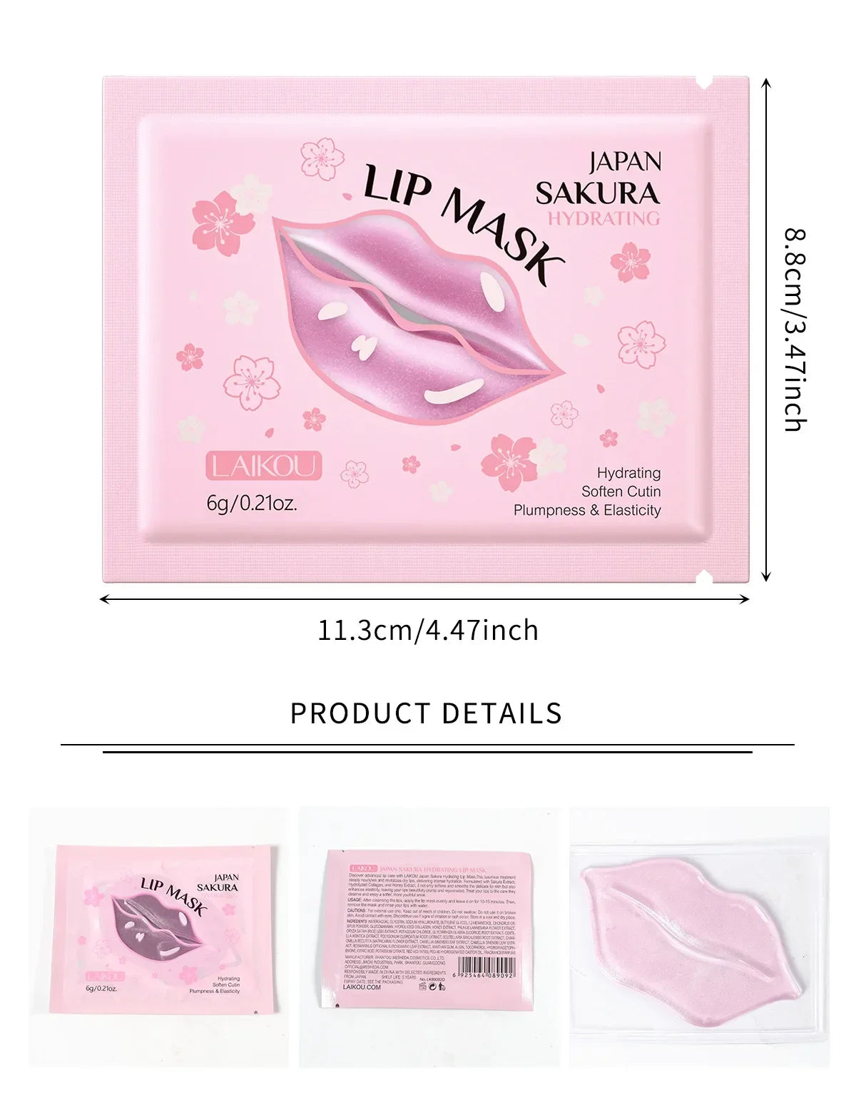 LAIKOU 5/10pcs Lip Mask Lip Care Moisturizing Hydrating Repair Lighten Lip Lines Labial Gel Patch Lips Pad Patches Care Products