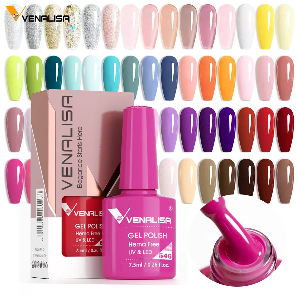 Venalisa HEMA TPO FREE Nail Gel Polish Glitter Gorgeous Full Coverage Soak Off UV LED French Nail Jelly Pink Nude Collection