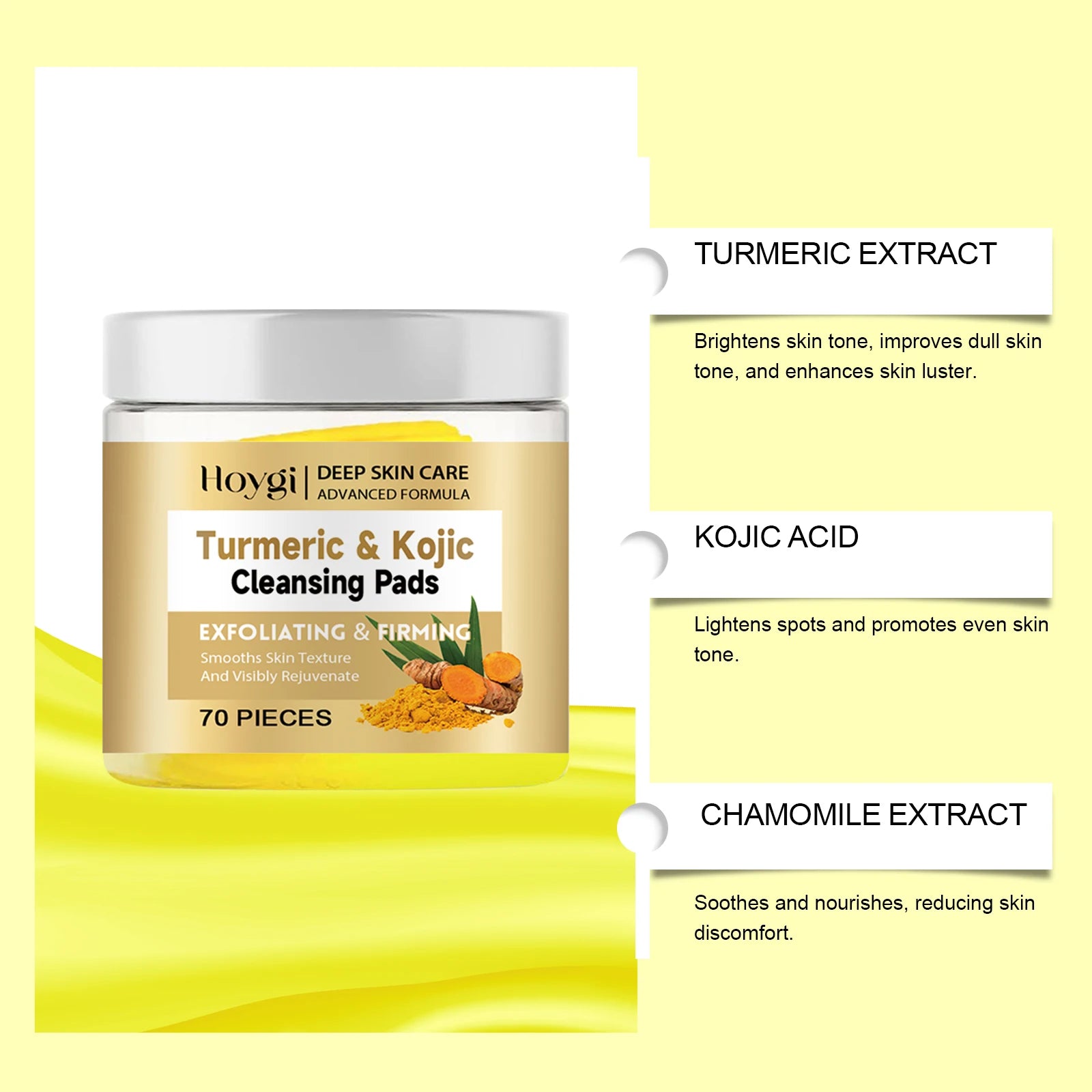 Turmeric Kojic Acid Cleansing Pad Gently Exfoliates Deeply Cleanses Skin Whitens And Lightens Spots Maintains Water Oil Balance